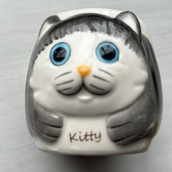 PLT 3 pc Set Window Garden Kitty Pots ceramic Porcelain Cats flower - Picture 4 of 8